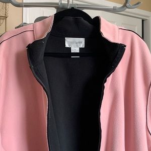 Sport Saavy 3 x fleece jacket Pink with black trim and cuffs.  Adorable